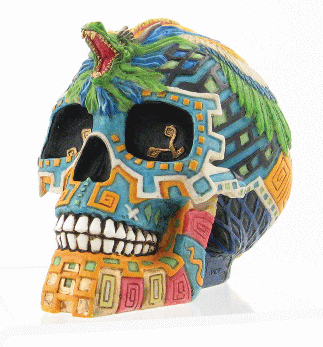 Aztec Warrior Skull Paperweight Rare