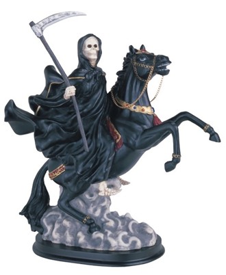 Santa Muerte Black on Horse 12 Inches Tall